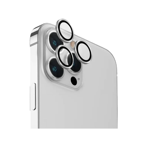 Uniq Optix Stainless Steel Frame Sapphire Camera Lens Protector for iPhone 15 Pro Max - Chrome Grey