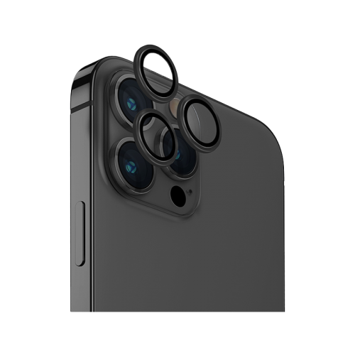 Uniq Optix Stainless Steel Frame Sapphire Camera Lens Protector for iPhone 15 Pro Max - Gunmetal Black
