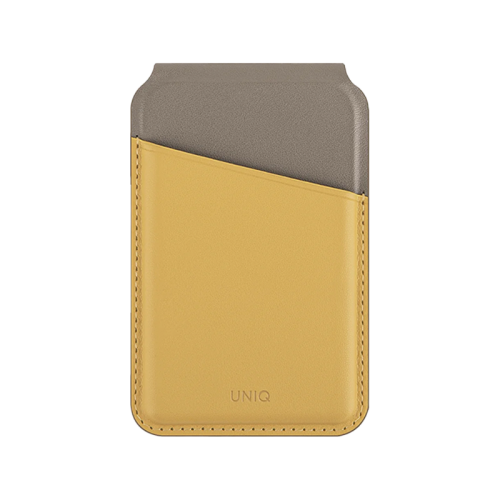 Uniq Lyden DS RFID-Blocking Magnetic Snap-on Stand With Card Holder - Canary Yellow / Flint Grey