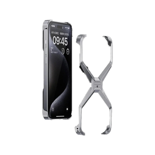 New Designer Aluminum Frameless Phone Case for iPhone 15 Pro Max - Silver