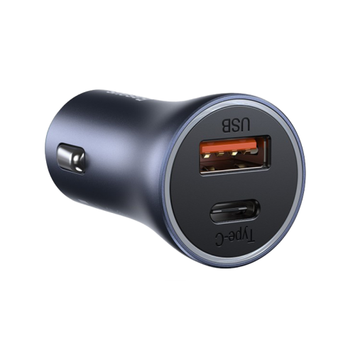 Baseus Golden Contractor Pro 1-Port USB-C and 1-Port USB-A 40W Car Charger - Dark Grey