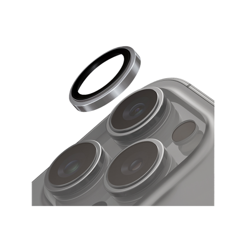 Uniq Optix Prime Stainless Steel Frame Sapphire Camera Lens Protector for iPhone 16 Pro & 16 Pro Max – Chrome Grey