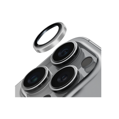 Uniq Optix Prime Stainless Steel Frame Sapphire Camera Lens Protector for iPhone 16 Pro & 16 Pro Max – Sonic Silver