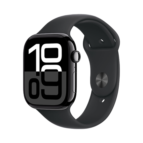 Apple Watch S10 GPS 42mm - Jet Black Aluminum Case with Black Sport Band - M/L