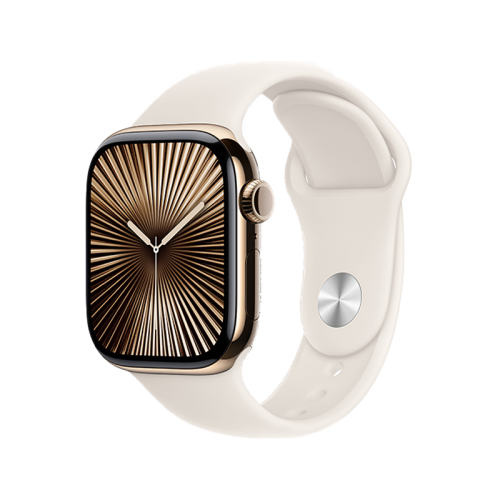 Apple Watch S10 GPS + Cellular 46mm - Gold Titanium case with Starlight Sport Band - M/L