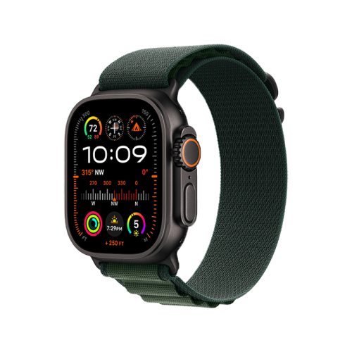 Apple Watch Ultra 2 GPS + Cellular 49mm - Black Titanium Case with Dark Green Alpine Loop - Medium