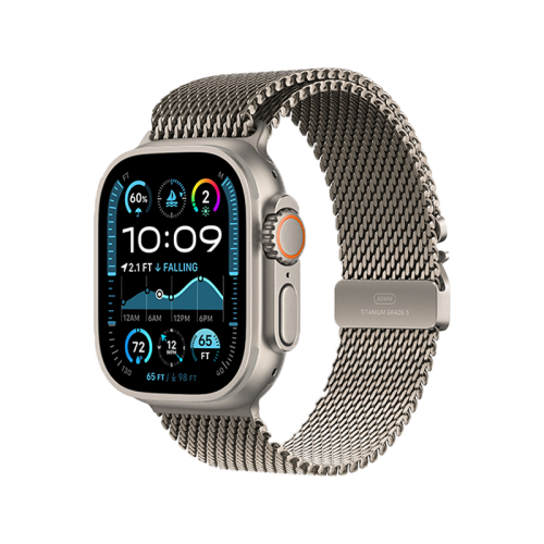 Apple Watch Ultra 2 GPS + Cellular 49mm - Natural Titanium case with Natural Titanium Milanese Loop - Large