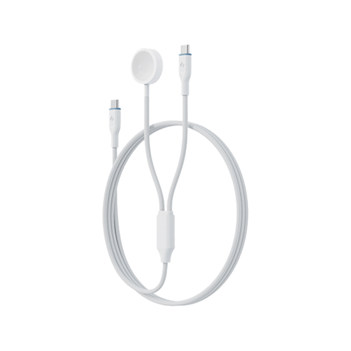 Bazic GoCharge Deuce USB-C to USB-C With Apple Watch Charger 60W 480Mbps Cable 1.8M - White