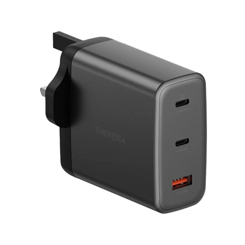 Energea Ampcharge 2-Port USB-C & 1-Port USB-A 100W GaN Wall Charger - Gunmetal