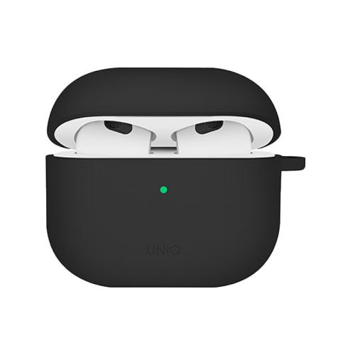 Uniq Nexo Active Hybrid Silicone Airpods 4th Gen Case With Sports Ear Hooks - Black