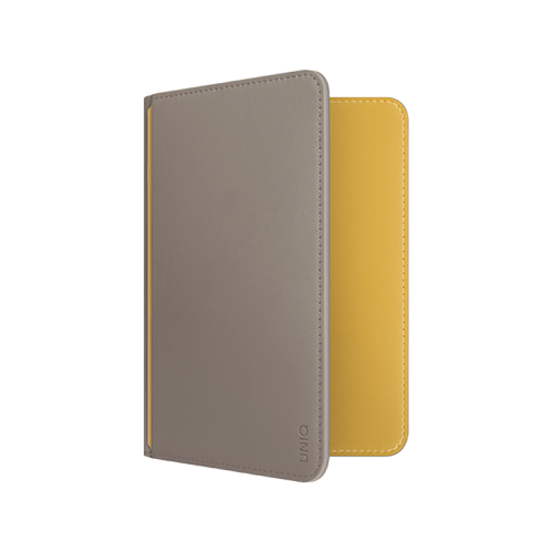 Uniq Belmont Passport Holder With RFID Blocking - Flint Grey / Canary Yellow