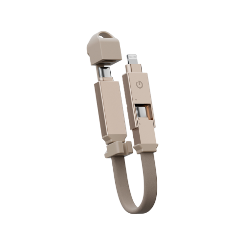 Energea Sheath 2 in 1 USB-C to USB-C + Lightning 480Mbps 60W 15cm Cable - Gold