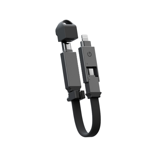 Energea Sheath 2 in 1 USB-C to USB-C + Lightning 480Mbps 60W 15cm Cable - Gunmetal