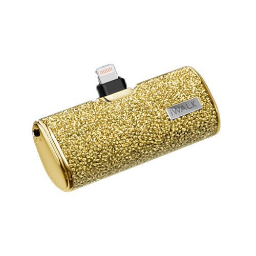 iWALK Bling Secret 4500mAh Portable Power Bank With Built-In Lightning Connector - Sparkly Diamond Gold