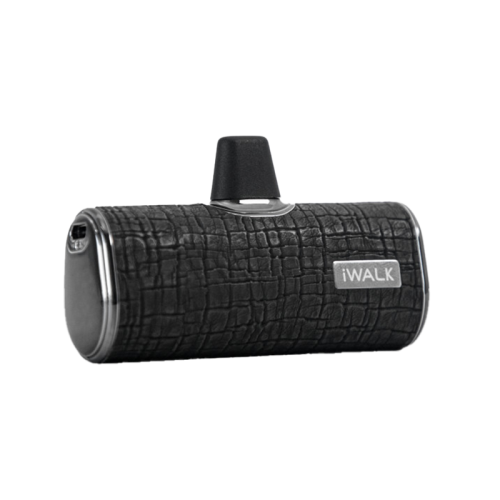 iWALK Bling Secret 4500mAh Portable Power Bank With Built-In USB-C Connector - Leather Black
