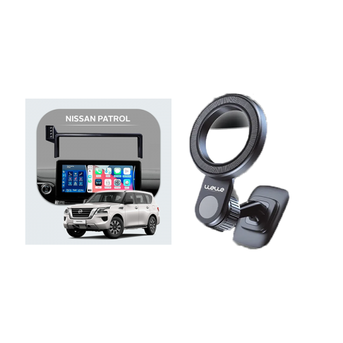 Bundle - Car Mount Screen Frame for Nissan Patrol (2023) + WeWe Car Magsafe Phone Holder - Black