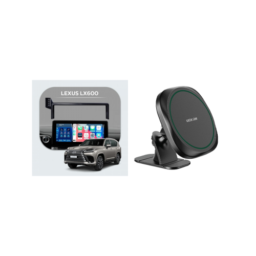 Bundle - Car Mount Screen Frame for Lexus LX600 + Green Lion 360° Rotation MagSafe Phone Holder - Black