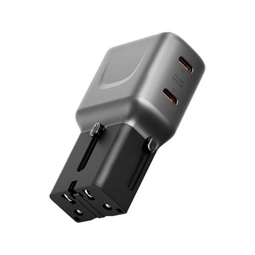 Energea TravelGo 2 Port USB-C 45W PD Travel Adapter - Gunmetal Black