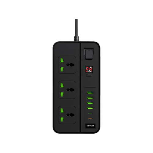 Green Lion GS-150 2-Port USB-C & 4-Port USB-A with 3-AC Power Socket 3000W - Black