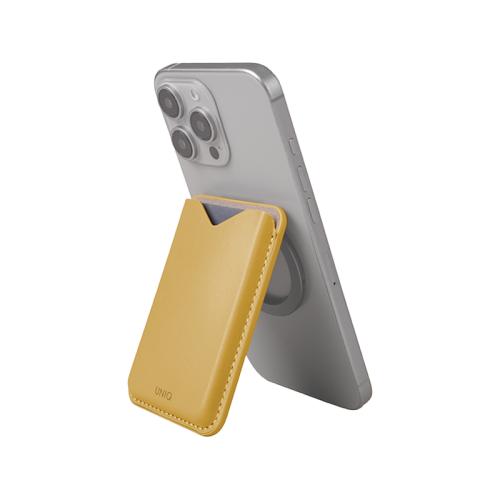 Uniq Lyden Evo Wallet Magnetic Snap-on Stand With Card Holder for iPhone - Canary Yellow