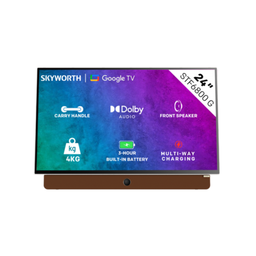 Skyworth 24" LED FHD Android Portable TV - White & Orange