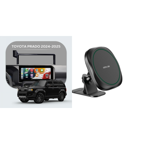 Bundle - Car Mount Screen Frame for Prado (2024-2025) + Green Lion GLH-10 360° Rotation MagSafe Phone Holder - Black