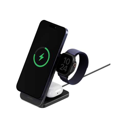 Energea MagTrio2 3 in 1 Foldable Magnetic Fast Wireless Charger - Gunmetal