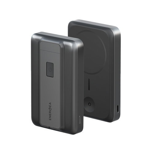 Energea MagPac Pro 35s With MagSafe Compatible Semi Solid State Power Bank With Built-in Cable and Stand 10000mAh - Gunmetal / Black