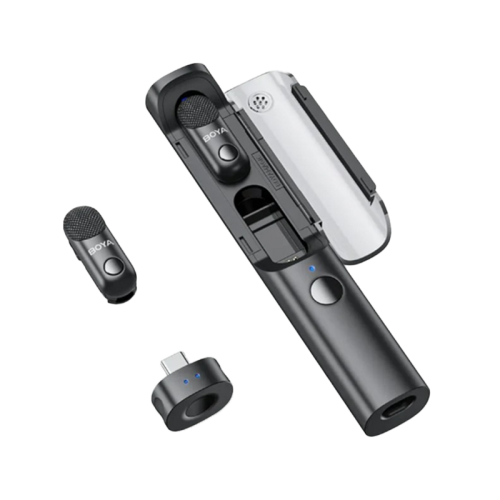 بويا ماجيك-05 - ميكروفون لاسلكي مع عزل ضوضاء AI بمنفذ يو اس بي -سي (2TX+1RX) - أسود