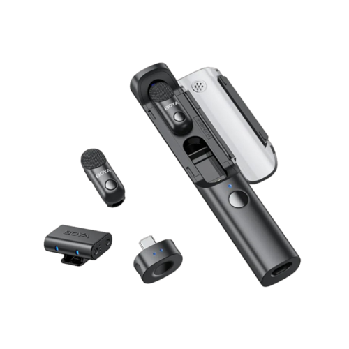 بويا ماجيك-03 - ميكروفون لاسلكي مع عزل ضوضاء AI ومنافذ يو اس بي -سي + إيه يو إكس (2TX+1RX) - أسود