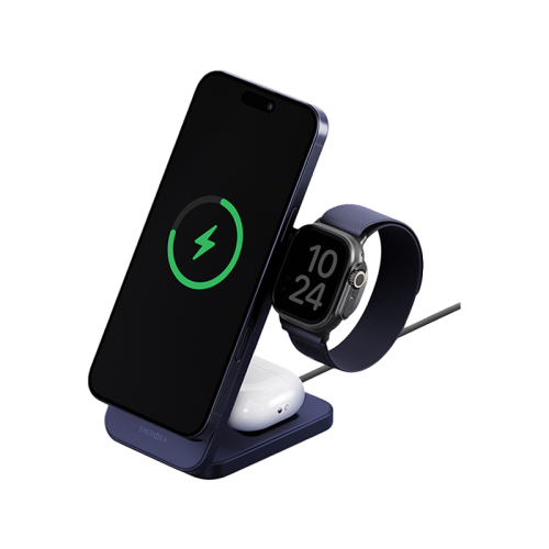 Energea MagTrio2 3 in 1 Foldable Magnetic Fast Wireless Charger - Indigo Blue