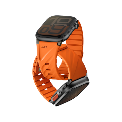 Uniq Fluo Bundle Magnetic Watch Strap With Connector for Apple Watch 40mm to 49mm - Volt Orange
