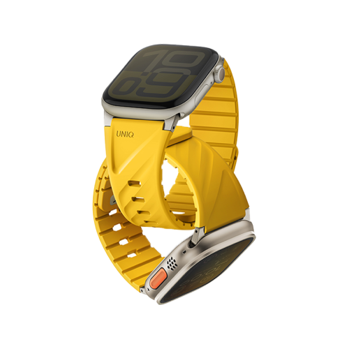 Uniq Fluo Bundle Magnetic Watch Strap With Connector for Apple Watch 40mm to 49mm - Golden Yellow