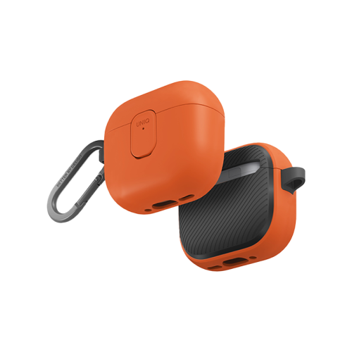 Uniq Clyde Lock Case for Airpods 4th Gen - Volt Orange & Charcoal