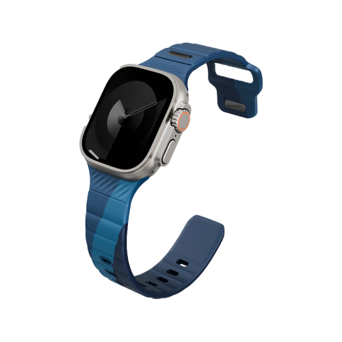 Uniq Stride De FKM Strap for Apple Watch 49/46/45MM - Storm / Aegean Blue
