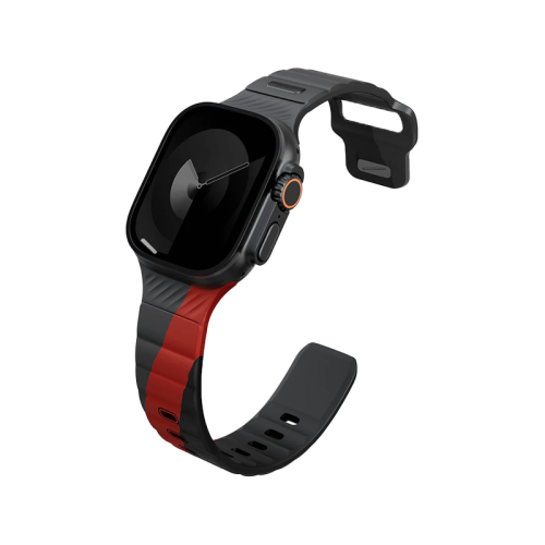 Uniq Stride De FKM Strap for Apple Watch 49/46/45MM - Charcoal / Rosso Red