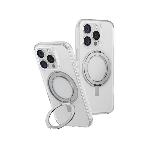 يونيك سويفيكس - كفر حماية يدعم الماج سيف مع حامل دوار لهاتف ايفون 16 برو ماكس - شفاف