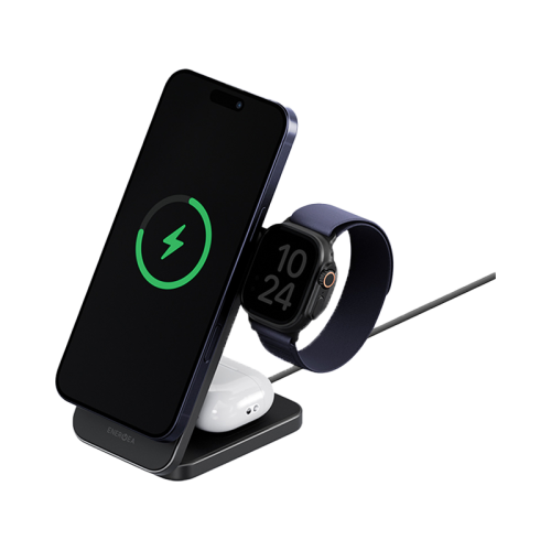 إنرجيا ماغ تريو 2 – شاحن مغناطيسي لاسلكي سريع 3 في 1 قابل للطي - معدن رمادي