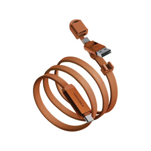 Energea Sheath Travel 2-in-1 USB-C + USB-A Cable, 60W, 480Mbps, 1.2m – Orange