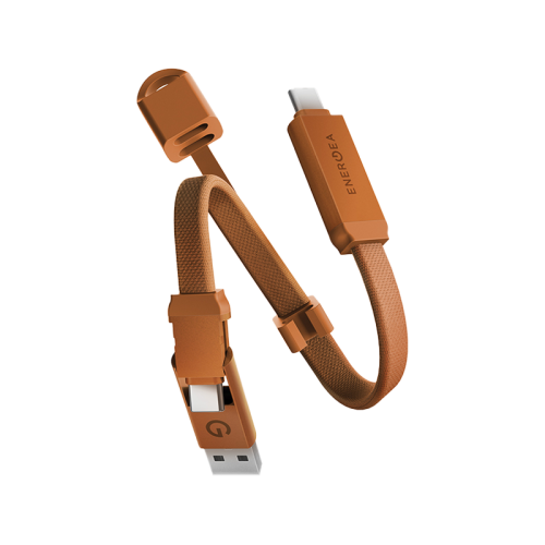 Energea Sheath Key 2-in-1 USB-C + USB-A Cable, 60W, 480Mbps, 15cm – Orange