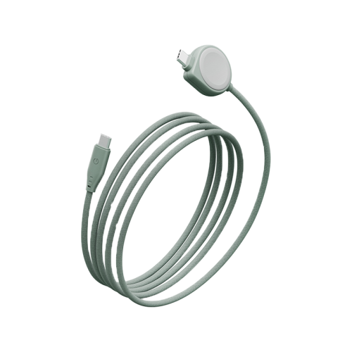 Energea Flow Duo 2-In-1 USB-C to USB-C With Apple Watch Charger 480Mbps 60W Cable 1.5M - Sage