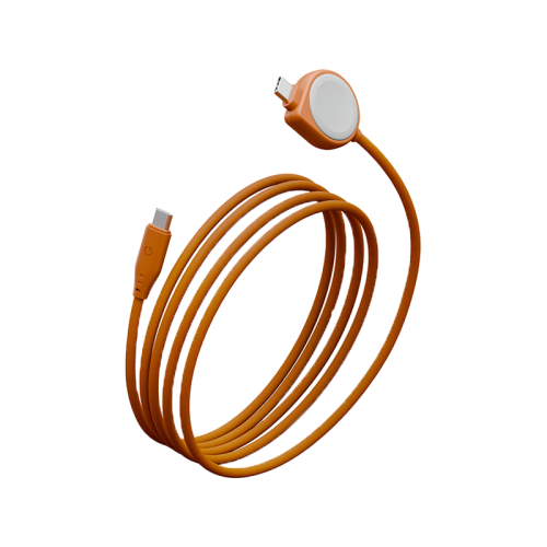 Energea Flow Duo 2-In-1 USB-C to USB-C With Apple Watch Charger 480Mbps 60W Cable 1.5M - Orange