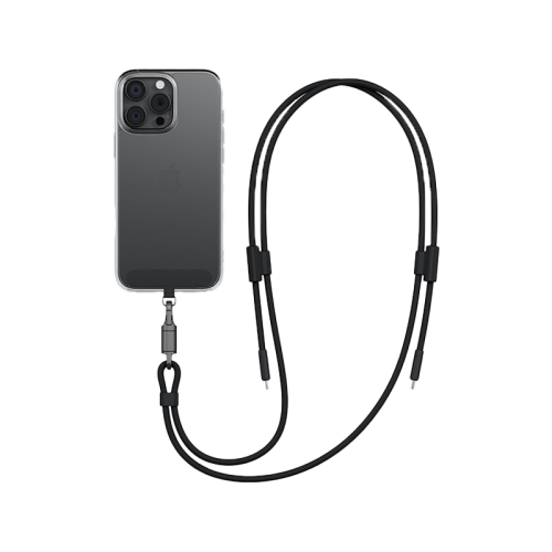 Energea Lasso 2-In-1 USB-C to USB-C 240W 480Mbps Lanyard With Charging Cable 1.5M - Black