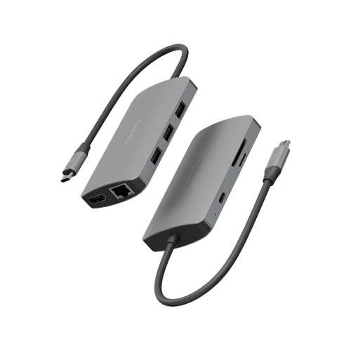 Energea AluHub HD Pro 2, 8 in 1 Aluminum Alloy USB-C Hub - Gunmetal