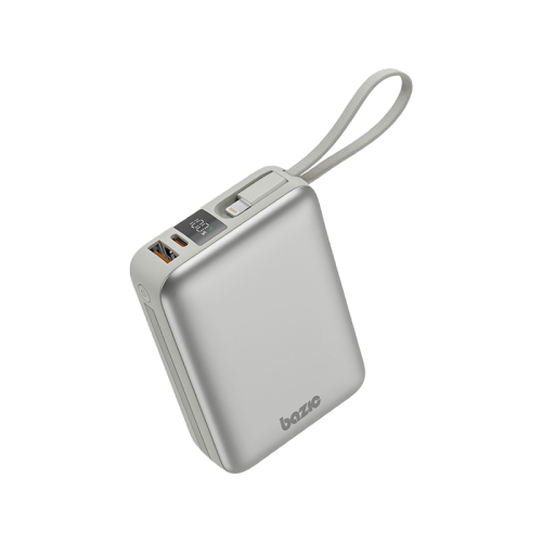 Bazic GoPower Fusion Mini 20K 3 in 1 Power Bank 20000mAh With Build in USB-C & Lightning Cable - Pebble