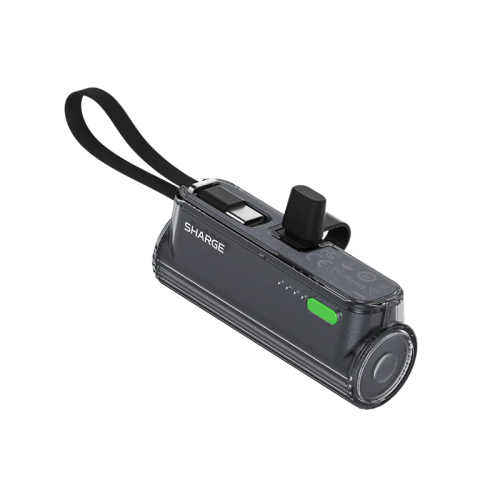 Sharge Flow Mini 2 USB-C With Built-in USB-C 5000mAh Power Bank - Black