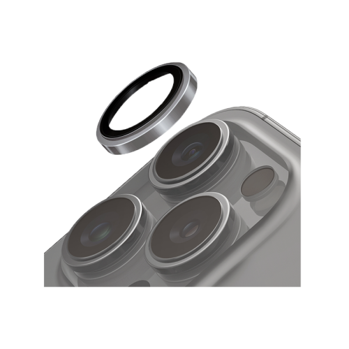 Uniq Optix Prime Stainless Steel Frame Sapphire Camera Lens Protector for iPhone 16 Pro & 16 Pro Max – Chrome Grey