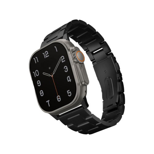 Uniq Osta Steel Strap With Steel Self Adjustable Links for Apple Watch 49/45/42mm - Midnight Black