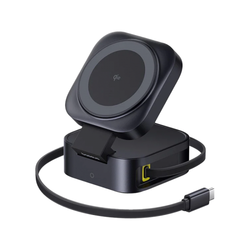 Baseus PicoGo Series 2-in-1 Qi2 67W Magnetic Wireless Charger - Cosmic Black (USB-C to USB-C 100W Cable Included)