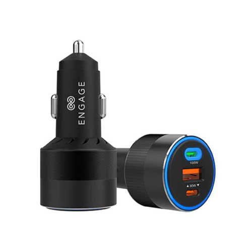 Engage 2-Port USB-C and 1-Port USB-A 130W Car Charger - Black